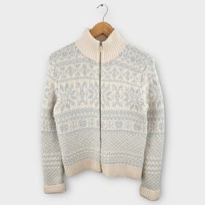 Ralph Lauren Black Label‎ Women’s Cashmere Ski Sweater Fair Isle Full Zip Medium